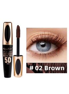 Maxfine 5D Silk Fiber Mascara with Folding Eyelash Comb Brush,Liquid Colored Mascara Lash Extensions,Waterproof, Sweat-proof, Non-blooming, Long and Multi-color Base. (Brown)  - Image 1