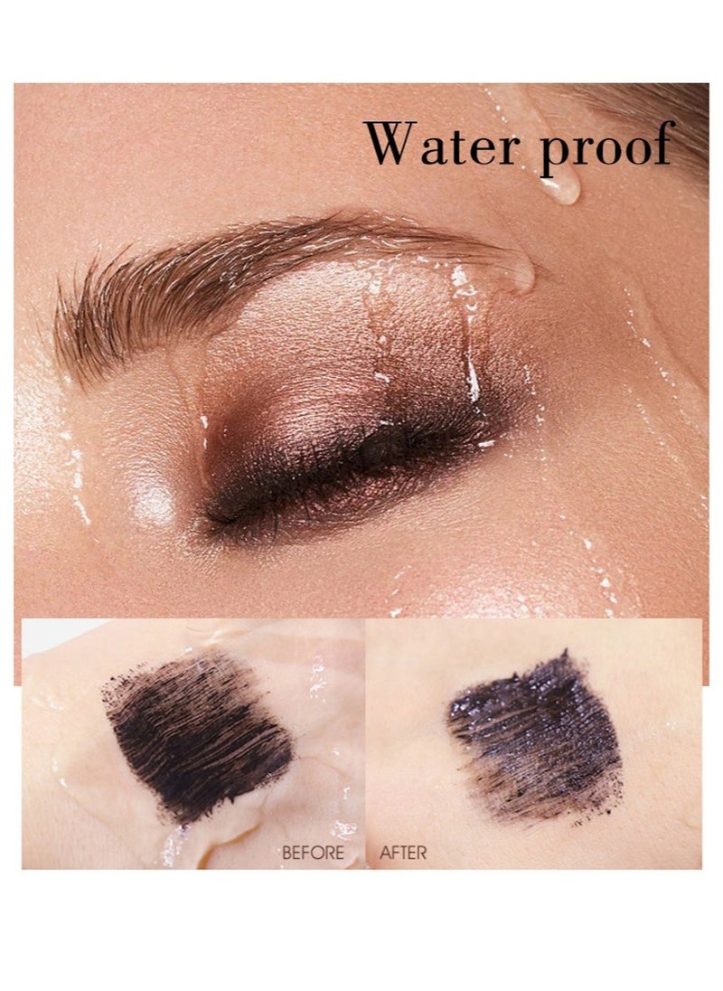 5D Silk Fiber Mascara with Folding Eyelash Comb Brush,Liquid Colored Mascara Lash Extensions,Waterproof, Sweat-proof, Non-blooming, Long and Multi-color Base. (Brown)