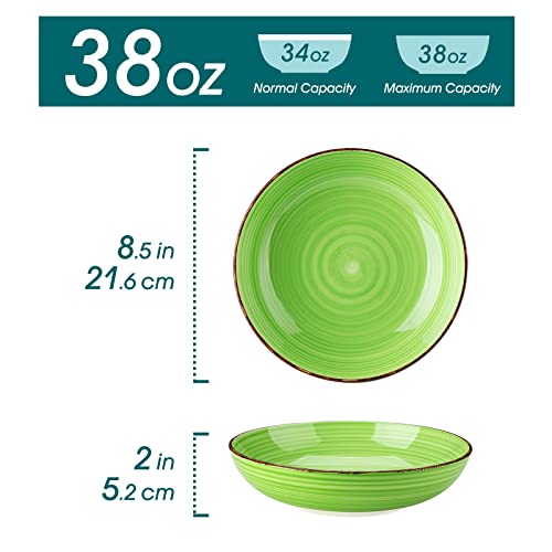 vancasso Bonita Pasta Bowls Set of 6, 38 oz Shallow Bowls, Ceramic Pasta Plates and Salad Bowls, Microwave & Dishwasher Safe Serving Bowls, Assorted Colors - Image 2