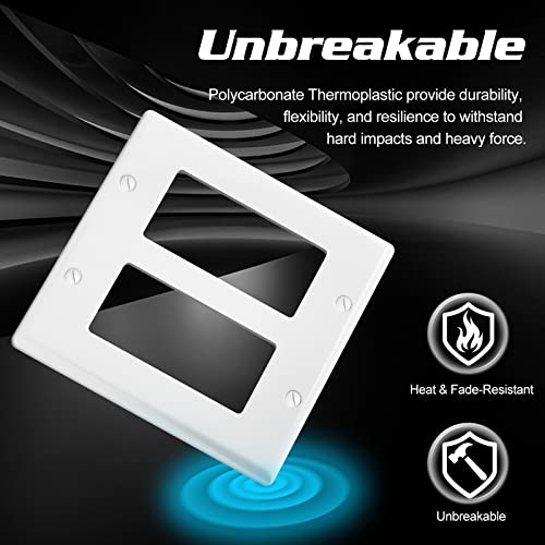 Anteer Decorator Wall Plate Double Gang Light Switch Plate Outlet Cover,Unbreakable Polycarbonate Thermoplastic, White (4-Pack, Double Decorator-White) - Image 3