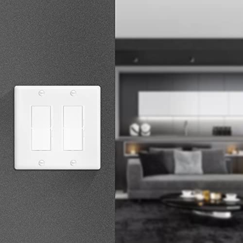 Anteer Decorator Wall Plate Double Gang Light Switch Plate Outlet Cover,Unbreakable Polycarbonate Thermoplastic, White (4-Pack, Double Decorator-White) - Image 4