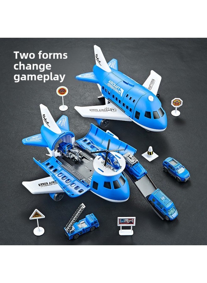 Children's Aircraft Toy Suit Boy Toy Can Store Passenger Plane Model Road Sign Track Inertia Car-Color:8827 Storage Plane + Map + Road Sign Window Color Box  - Image 2