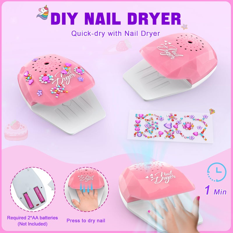 Websonaw Kids Nail Polish Set for Girls, Non-Toxic Quick Dry Nail Art Salon Kit with Nail Dryer and Peelable Nail Polish,Ideal Gift Toys for Girls Age 6-12 - Image 4