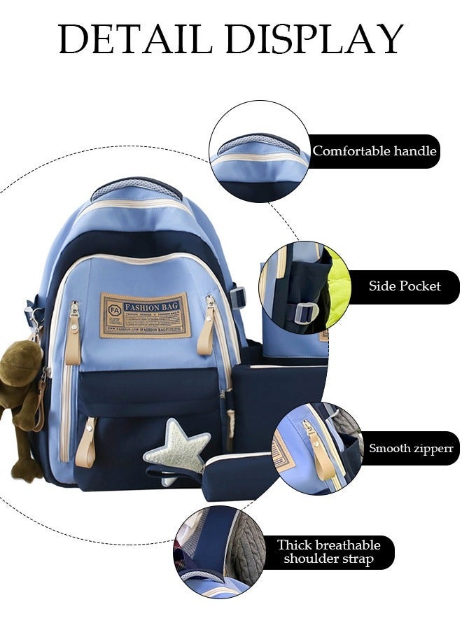 DUNISO 4PCS Kids School Backpack Set Canvas Laptop School Bag Sets for Kids with Tote Bag,Shoulder Bag,Pencil Box,Large-capacity Bookbag for Girls Boys Back to School Supplies - Image 5