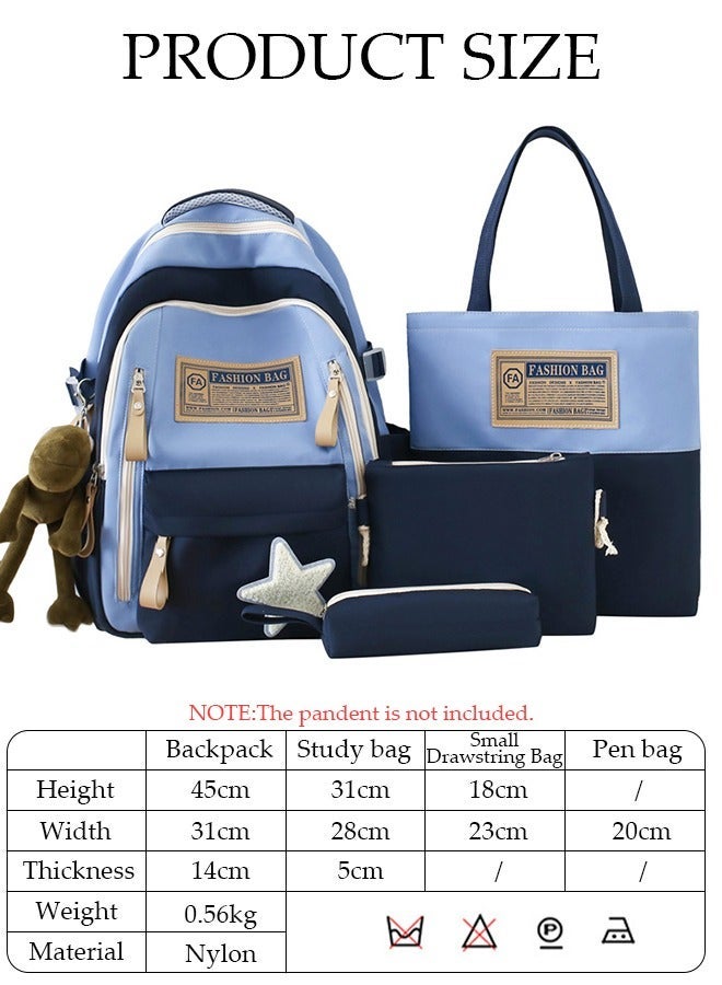 DUNISO 4PCS Kids School Backpack Set Canvas Laptop School Bag Sets for Kids with Tote Bag,Shoulder Bag,Pencil Box,Large-capacity Bookbag for Girls Boys Back to School Supplies - Image 4