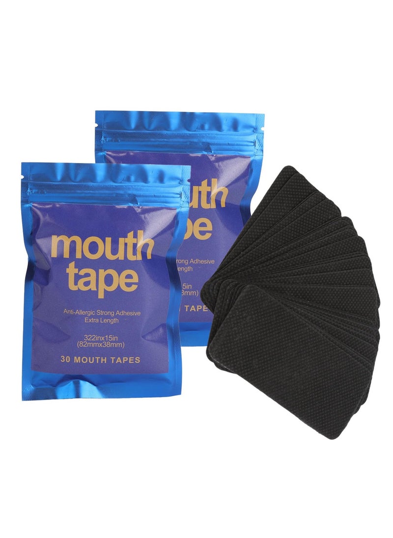 KHAJUL 90 PCS Mouth Tape, Sleep Strips for Sleeping, Better Nose Breathing, Snoring Relief, Reduce Dry Mouth, Gentle Nose Breathing, Training Sleep Strips, Hypoallergic Sticker (Black)  - Image 1