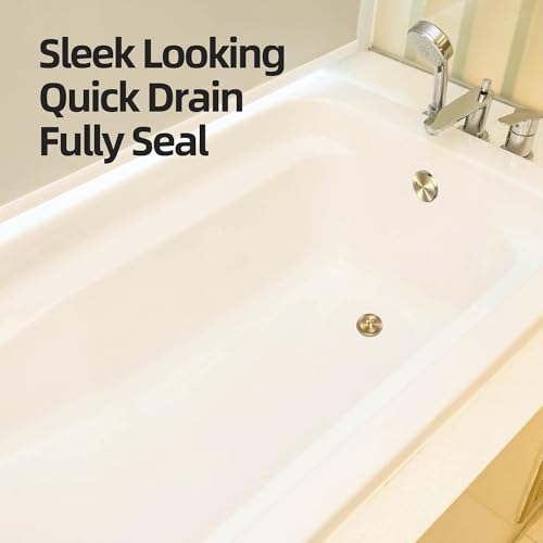 Sogmeter Champagne Brushed Gold Bronze Bathtub Drain, Hair Catcher and 2-Hole Overflow Faceplate, 11.5/16 UNC, Lift and Turn Bathtub Drain Replacement, Tub Drain Stopper - Image 5