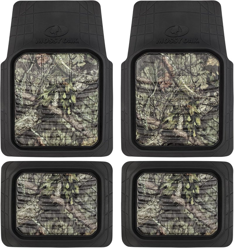 Mossy Oak Heavy Duty Deep Dish Rubber Floor Mats - All Weather Protection - Trim to Fit for Car, SUV, Van, Trucks (4 Pcs) - Image 1