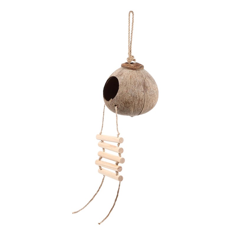 1 Set Coconut Shell Hanging Bird Nest Bed for Parrots Budgies Canary Cockatiel Small Birds Cozy Sleeping Cage Accessory Decorative - Image 1