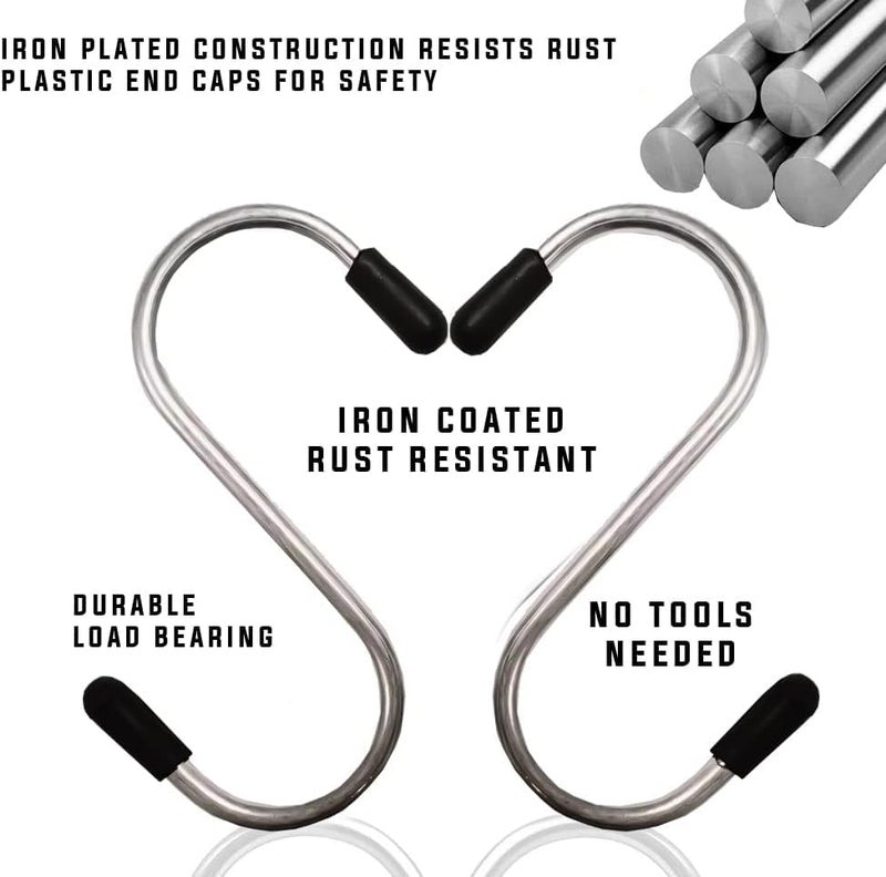 Potency Potency 4 Piece Heavy Duty S Hooks Pan Pot Holder Rack Hooks Hanging Hangers S Shaped Hooks for Kitchenware Pots Utensils Clothes Bags Towels Plants  - Image 2