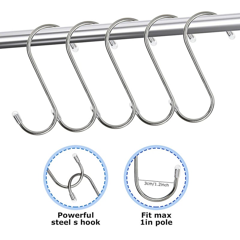 Potency Potency 4 Piece Heavy Duty S Hooks Pan Pot Holder Rack Hooks Hanging Hangers S Shaped Hooks for Kitchenware Pots Utensils Clothes Bags Towels Plants  - Image 4