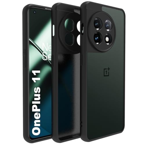 RIGGEAR Shockproof Sleek Hybrid Armor Back Cover Case Compatible with OnePlus 11 (Smoke Black Matte PC + Black TPU Bumper) - Image 1
