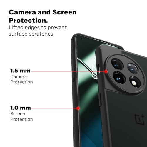 RIGGEAR Shockproof Sleek Hybrid Armor Back Cover Case Compatible with OnePlus 11 (Smoke Black Matte PC + Black TPU Bumper) - Image 5