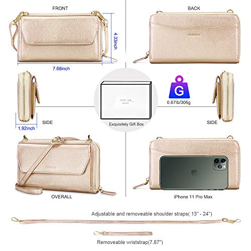 nuoku Womens RFID Wallet Purse Wristlet Crossbody Clutch with Zip Around 2 Strap - Image 5