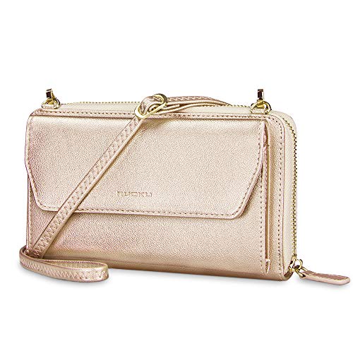 nuoku Womens RFID Wallet Purse Wristlet Crossbody Clutch with Zip Around 2 Strap - Image 1