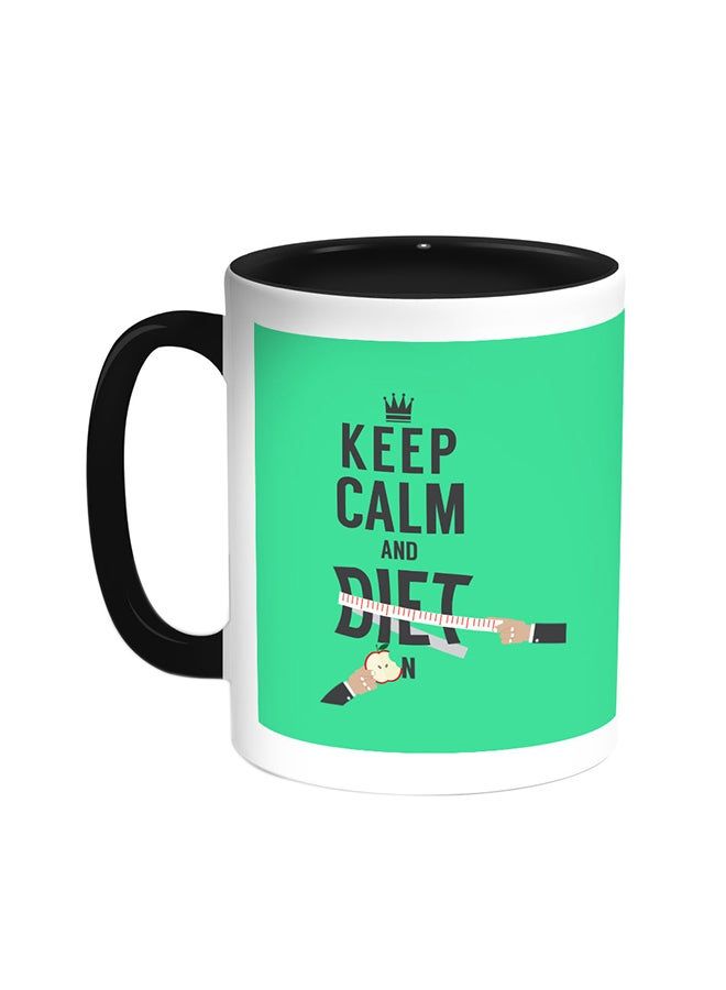 RKN Keep Calm And Diet Printed Coffee Mug Black/White 11ounce - Image 1