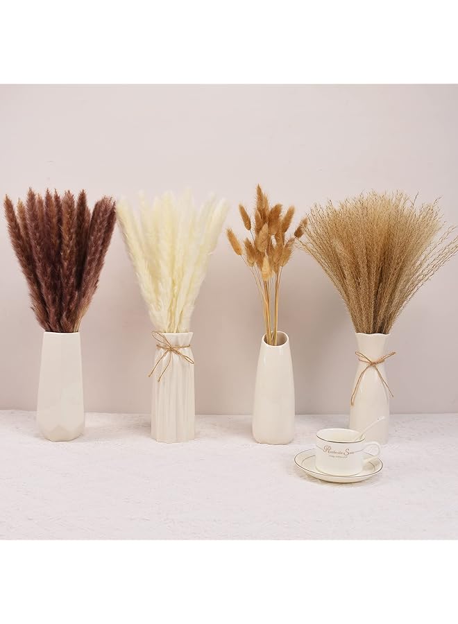 erorex 100 Pcs Dried Pampas Grass Decor Brown And White Pampas Grass Reed Grass Rabbit Tail Grass Home Decor Bouquet Dried Flowers For Wedding Floral Arrangements Wall Bathroom Decor  - Image 2
