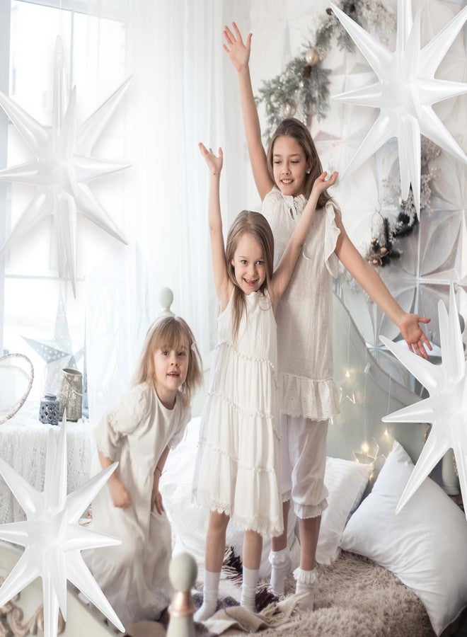 Hungdao 6 Pcs Large Star Balloons 27 Inch Starburst Spike Foil Explosion Balloons 14 Point Star Cone for Birthday Wedding Anniversary Halloween Christmas Backdrop Party Decorations(White) - Image 3