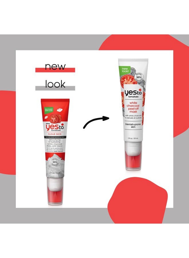 Yes To Tomatoes Clear Skin Detoxifying & Hydrating White Charcoal PeelOff Mask Dry & Sensitive Skin Detoxify & Hydrate Skin Vegan 95% Natural Ingredients, Does Not Apply, 2 Fl Oz - Image 2