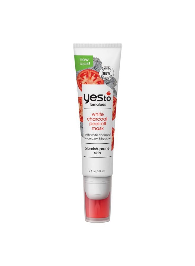 Yes To Tomatoes Clear Skin Detoxifying & Hydrating White Charcoal PeelOff Mask Dry & Sensitive Skin Detoxify & Hydrate Skin Vegan 95% Natural Ingredients, Does Not Apply, 2 Fl Oz - Image 1