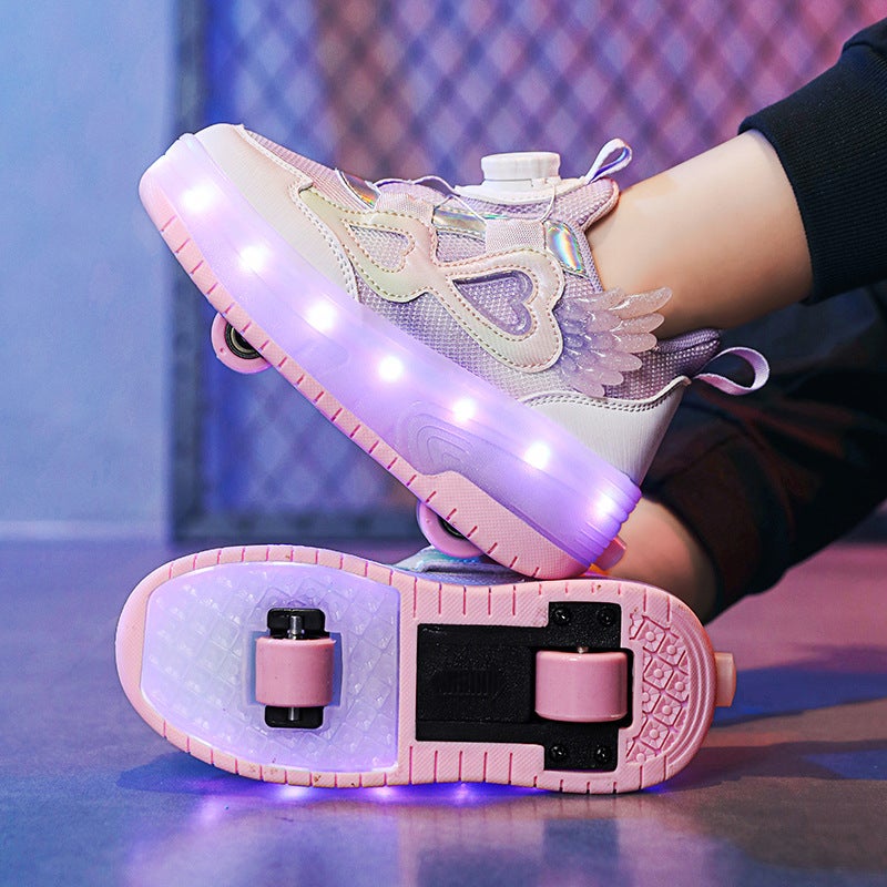 Affordable Kids' Roller Skates Wholesale - 4-Wheel Transforming Glowing Skateboard for Girls and  Boys - Image 1