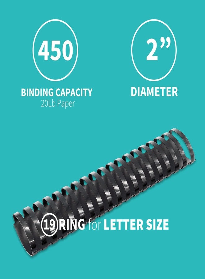 Binditek 50 Pack Plastic Binding Comb Spines, 2 Inch Diameter, 450 Sheet Capacity, 19 Ring, for Letter Size, Black, for Students and Coworkers - Image 4