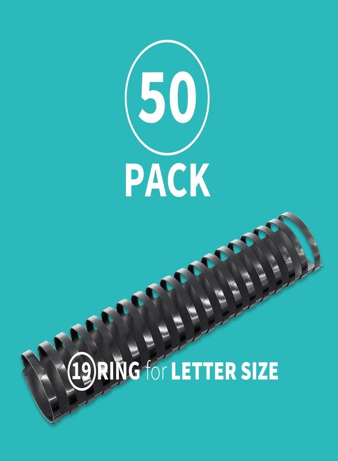 Binditek 50 Pack Plastic Binding Comb Spines, 2 Inch Diameter, 450 Sheet Capacity, 19 Ring, for Letter Size, Black, for Students and Coworkers - Image 2