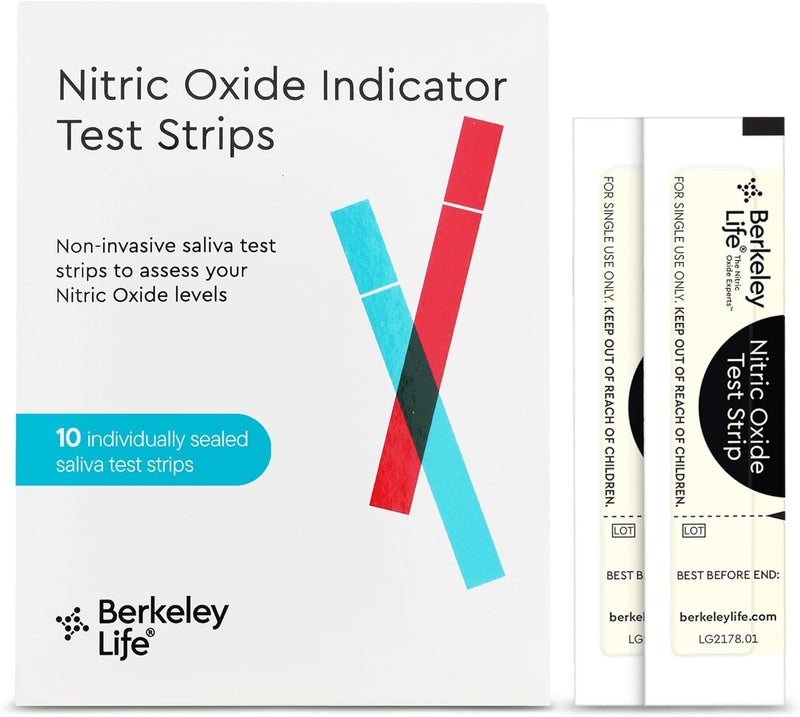 Berkeley Life Berkely Life Nitric Oxide Text Strips  atHome NonInvasive Saliva Testing Kit to Assess Nitric Oxide Levels for Men  Women  10 Individually Sealed Indicator Strips - Image 1