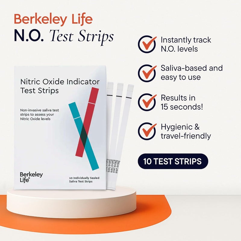 Berkeley Life Berkely Life Nitric Oxide Text Strips  atHome NonInvasive Saliva Testing Kit to Assess Nitric Oxide Levels for Men  Women  10 Individually Sealed Indicator Strips - Image 2