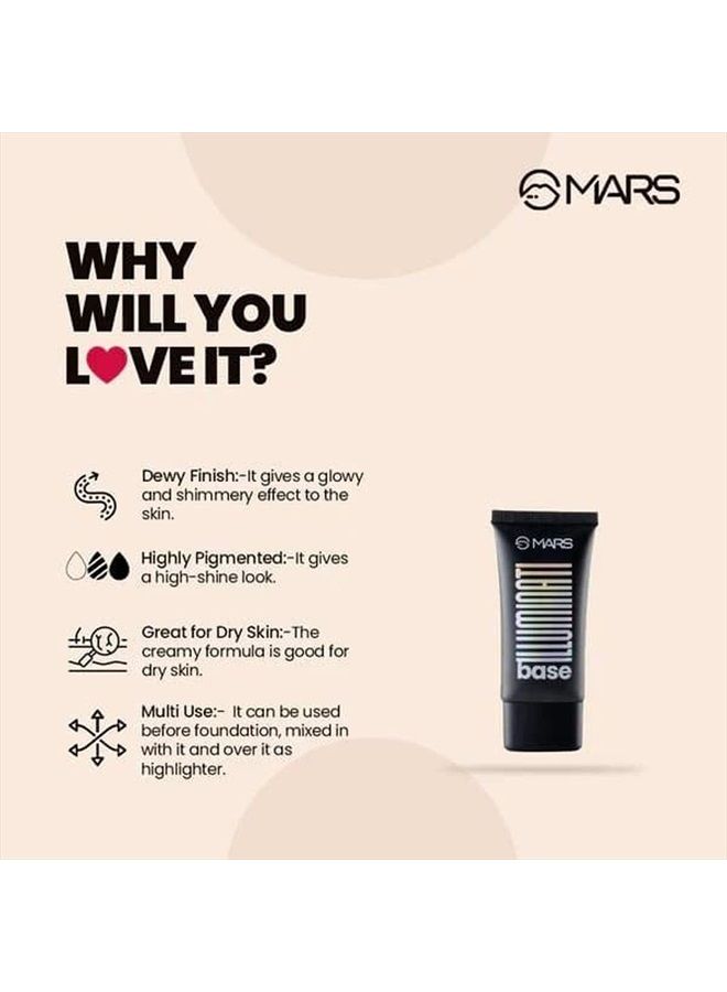 Mars MARS Illuminating Highlighter Makeup Base Primer - 45 ml (GOLD BEAM-01) - Image 4