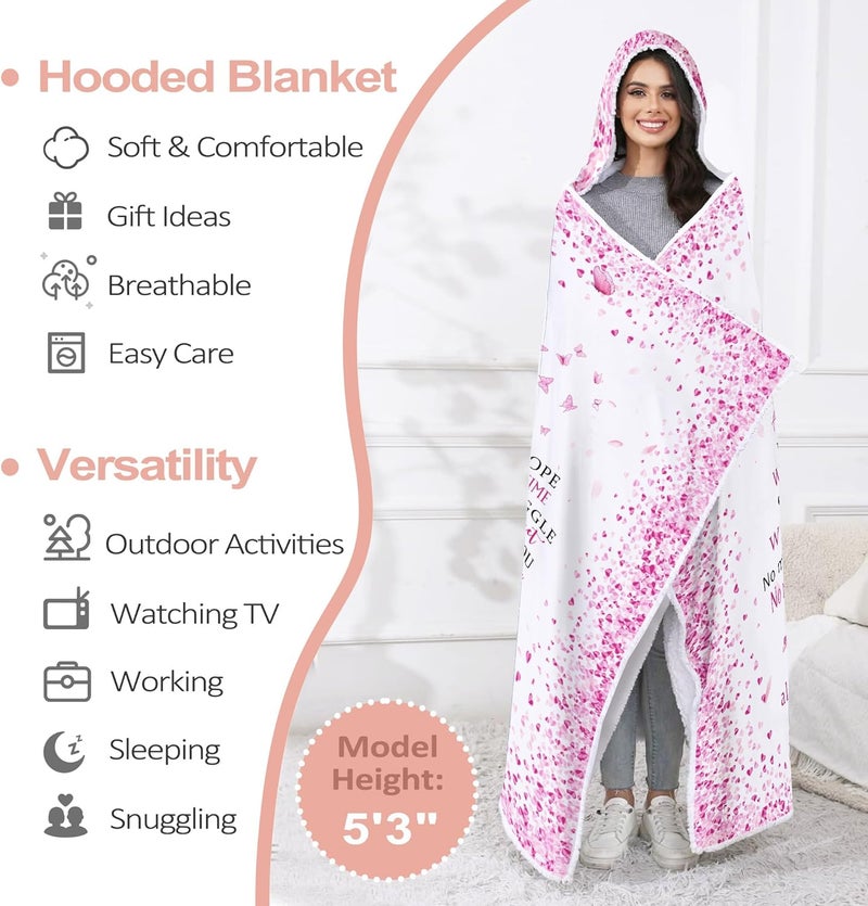 Taesun Sister Gifts, Christmas Sisters Gifts Wearable Blanket, Hooded Blanket 47x72 in for Girls, Hoodie Present for Her Bestie, Girl/Little Sister in Law on Birthday, Christmas, Galentines Day - Image 2