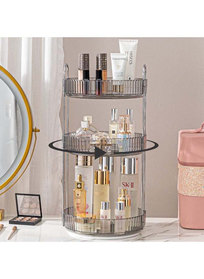 ZERIFAM 360 Rotating Makeup Organizer, 3 Tier High-Capacity Skincare Clear Make up Storage Perfume Organizers Cosmetic Dresser Organizer, Space-Saving Cosmetic Storage for Dresser Countertop - Image 1