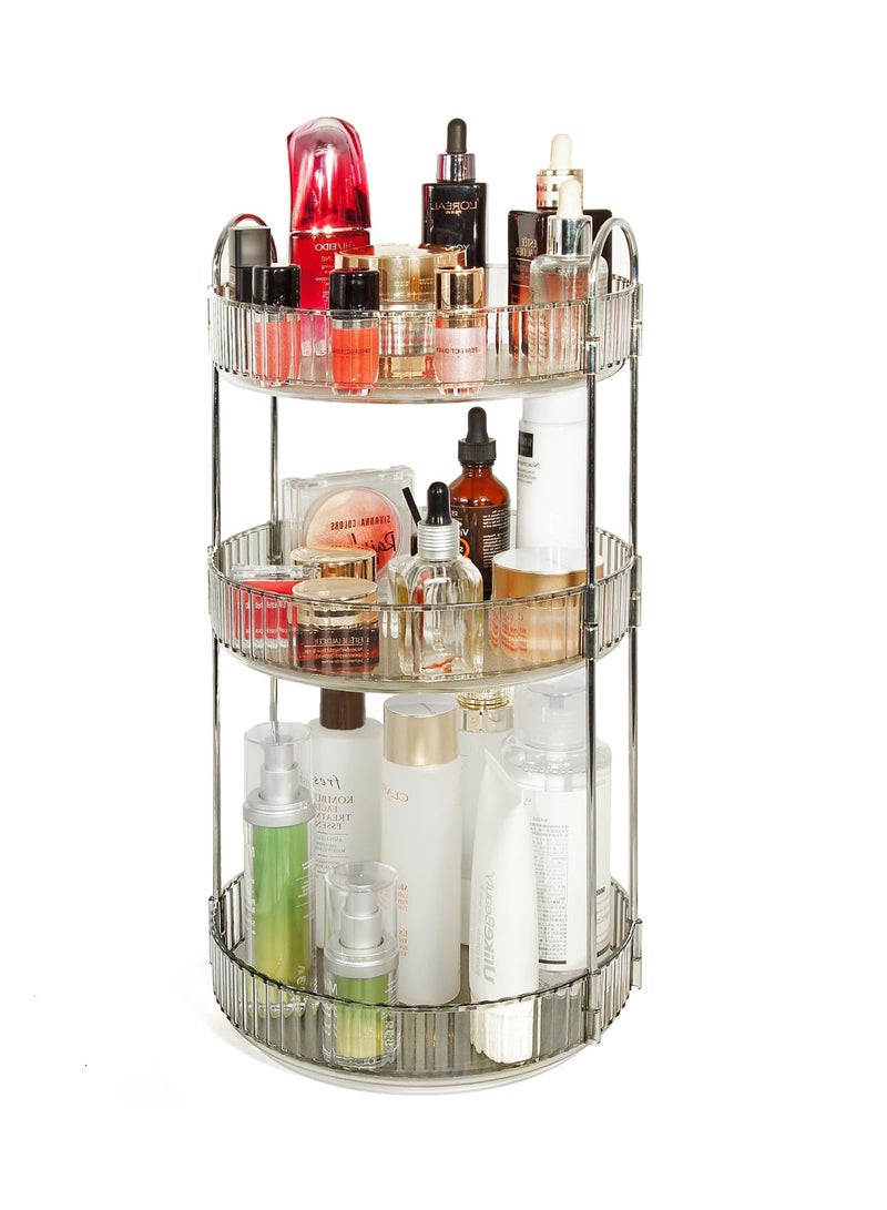 ZERIFAM 360 Rotating Makeup Organizer, 3 Tier High-Capacity Skincare Clear Make up Storage Perfume Organizers Cosmetic Dresser Organizer, Space-Saving Cosmetic Storage for Dresser Countertop - Image 2