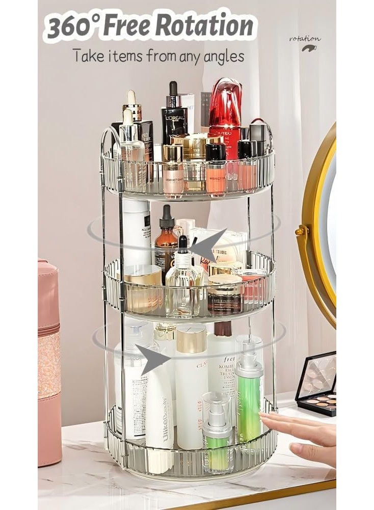 ZERIFAM 360 Rotating Makeup Organizer, 3 Tier High-Capacity Skincare Clear Make up Storage Perfume Organizers Cosmetic Dresser Organizer, Space-Saving Cosmetic Storage for Dresser Countertop - Image 4