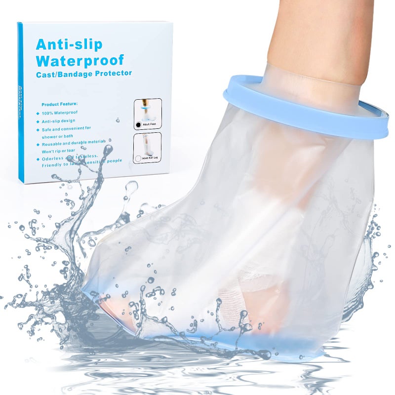 Sumifun Waterproof Foot Cast Covers for Shower Adult with Nonslip Padding Bottom Watertight Ankle Cast Protector Keep Wounds Dry