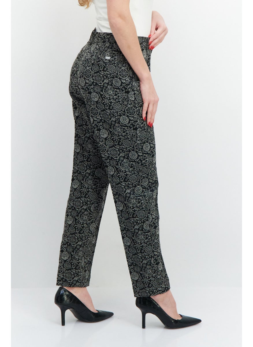 Scotch & Soda Women Regular Fit Textured Pant, Black/White  - Image 4