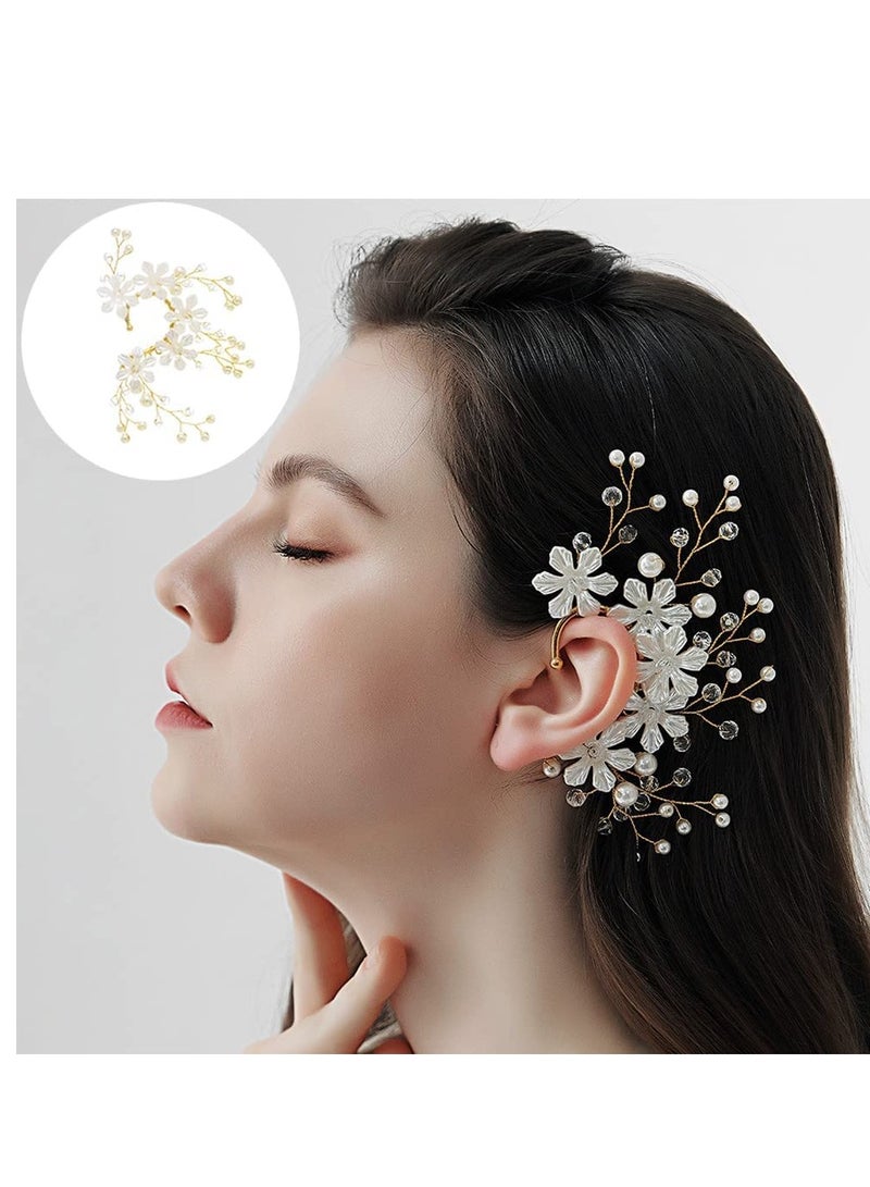 Handmade Elf Ear Cuffs Fairy Flower Single Left Earring for Women Wedding Flower Ear Cuff for Women Non Piercing Ear Clips Left Ear - Image 5
