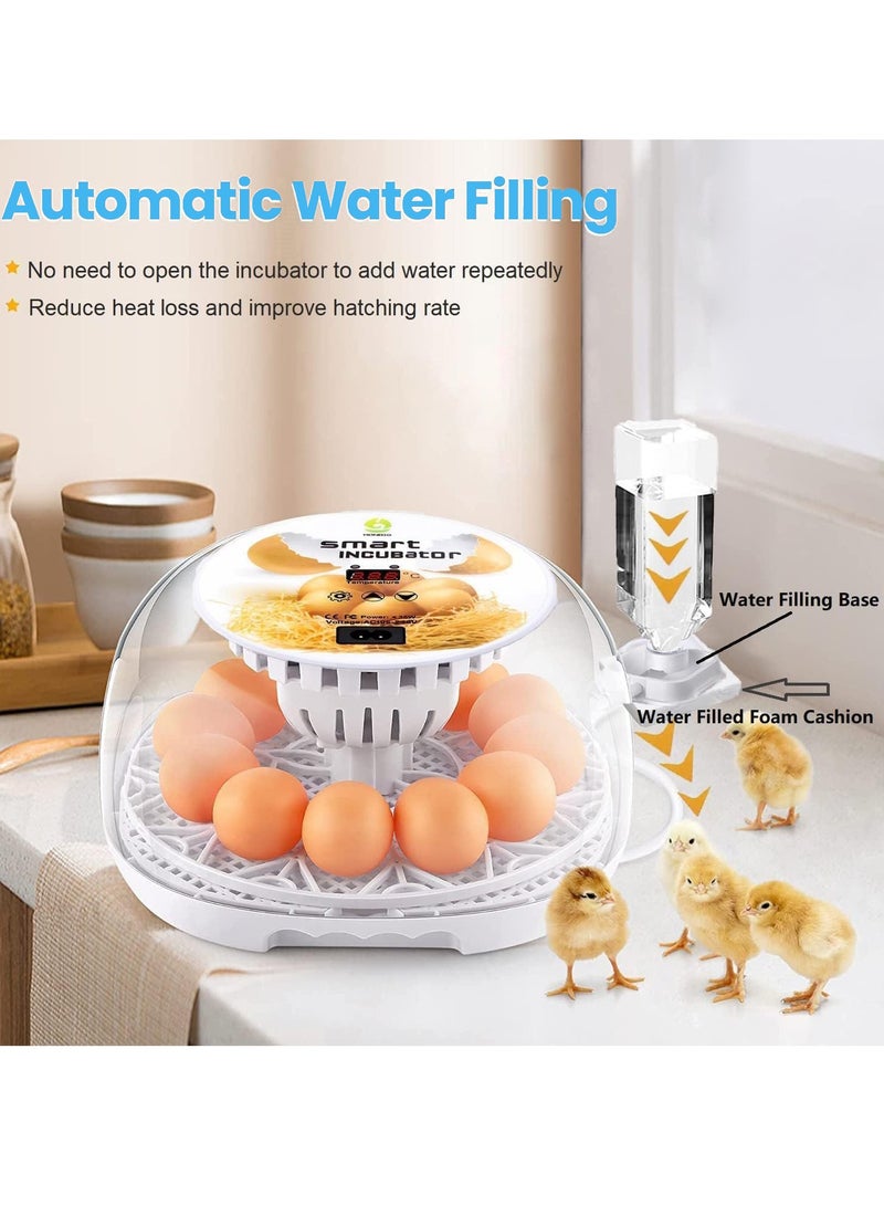 Premium Egg Incubator, Automatic Egg Hatching Incubator, 12 Eggs Poultry Hatcher with Automatic Temperature Control for Hatching, Chicken, Duck, Goose, Quail, Bird Eggs (Grey) - Image 5