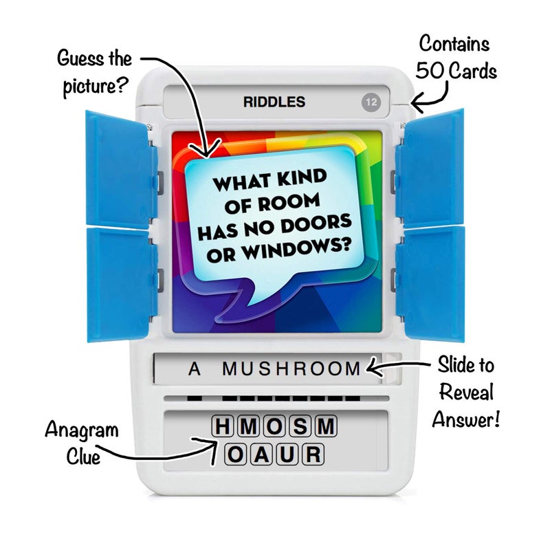 100 PICS Riddles Travel Game - Guess 100 Riddles | Flash Cards with Slide Reveal Case | Card Game, Gift, Stocking Stuffer | Fun for Kids and Adults | Ages 6+ - Image 2