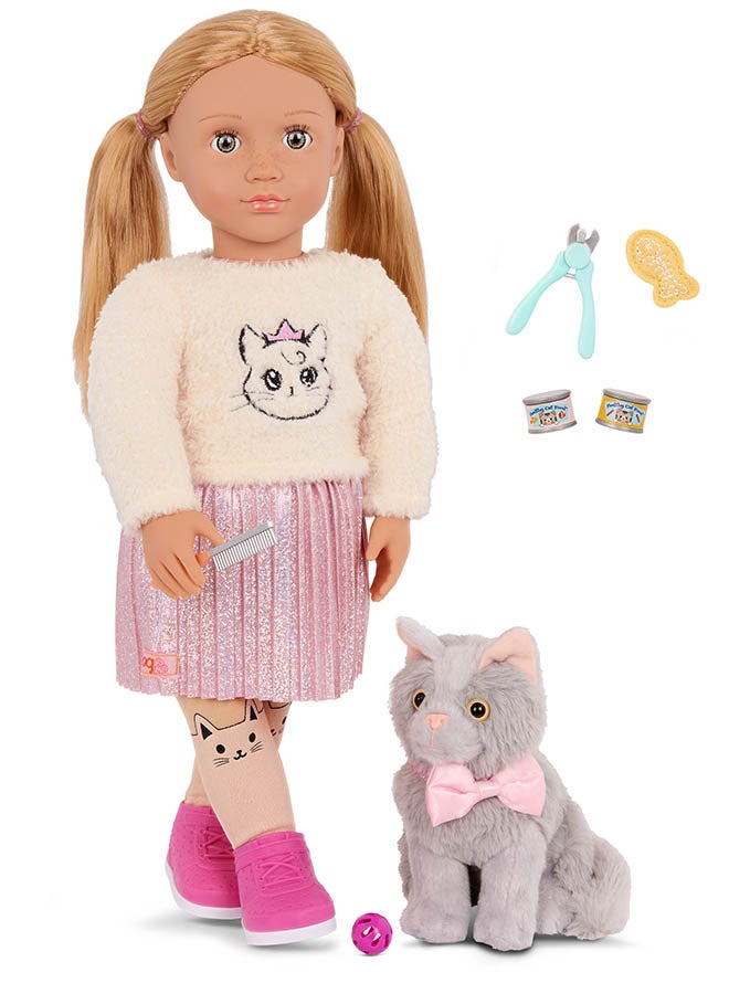 Our Generation Fashionable 18-inch Girl Doll with Pet Kitten and Kitten Accessories, Gifting Toys, Age 6+ years, Characters-Sheela & Sammy - Image 2