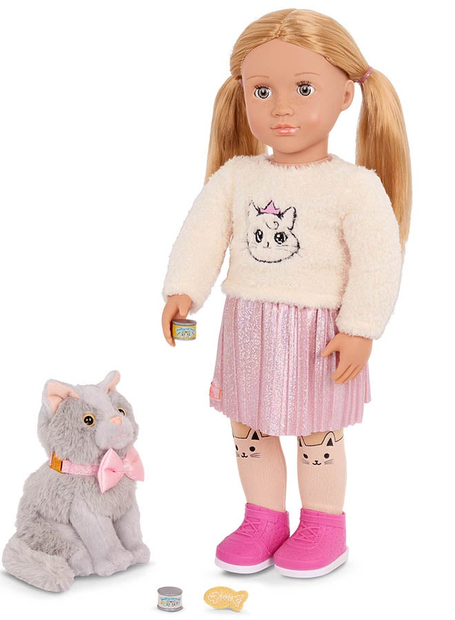 Our Generation Fashionable 18-inch Girl Doll with Pet Kitten and Kitten Accessories, Gifting Toys, Age 6+ years, Characters-Sheela & Sammy - Image 4