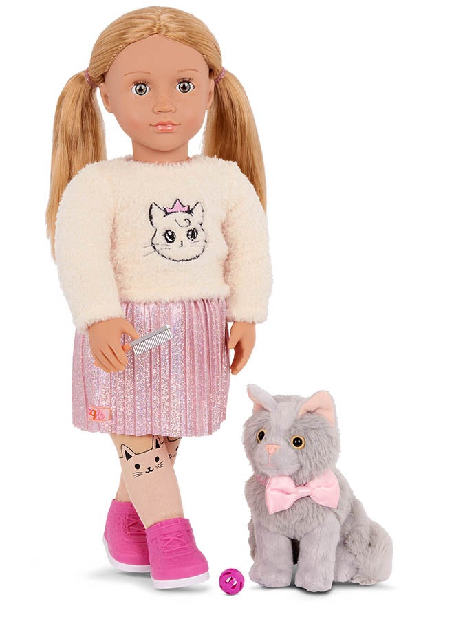 Our Generation Fashionable 18-inch Girl Doll with Pet Kitten and Kitten Accessories, Gifting Toys, Age 6+ years, Characters-Sheela & Sammy - Image 3