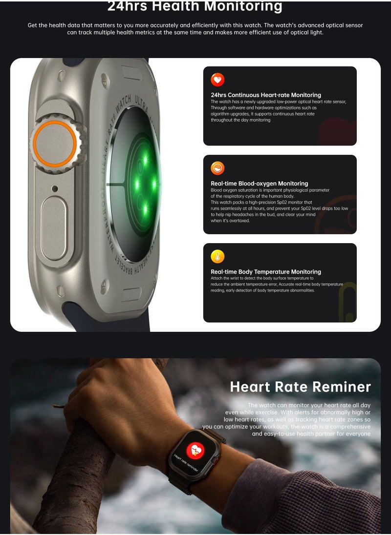 AROAQ - W800 Ultra Ultimate Smart Watch  2.05 Inch Screen Display 380mAh Battery AI Assistance Bluetooth Wireless Charging Smart Watch - Image 1