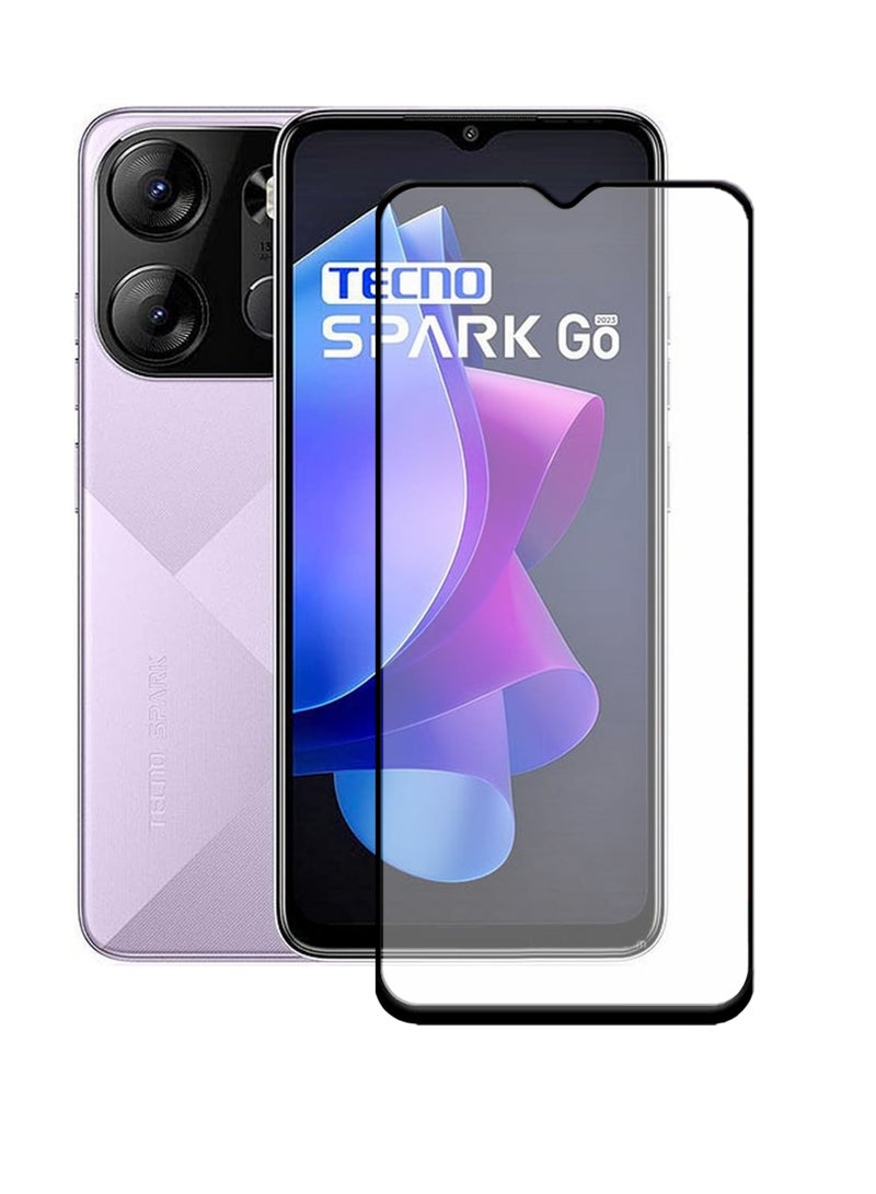 Full Screen Tempered Glass Screen Protector For Tecno Spark Go 2023-Black - Image 1