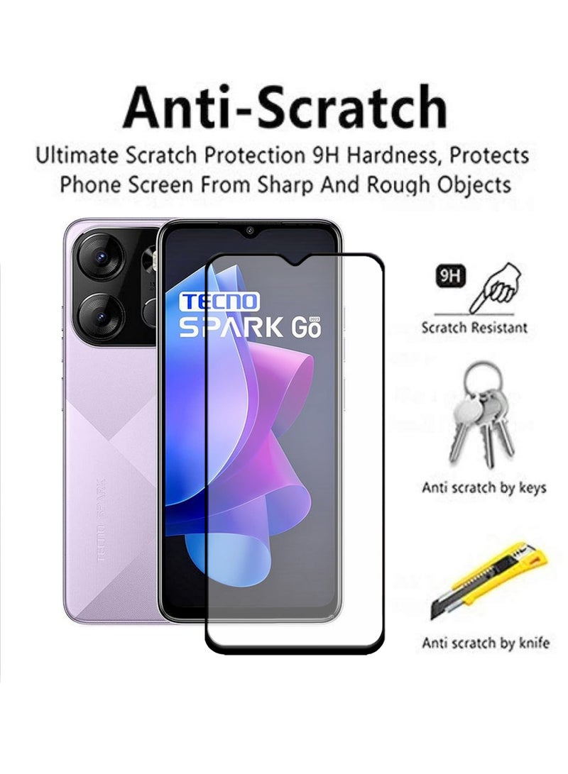 Full Screen Tempered Glass Screen Protector For Tecno Spark Go 2023-Black - Image 2