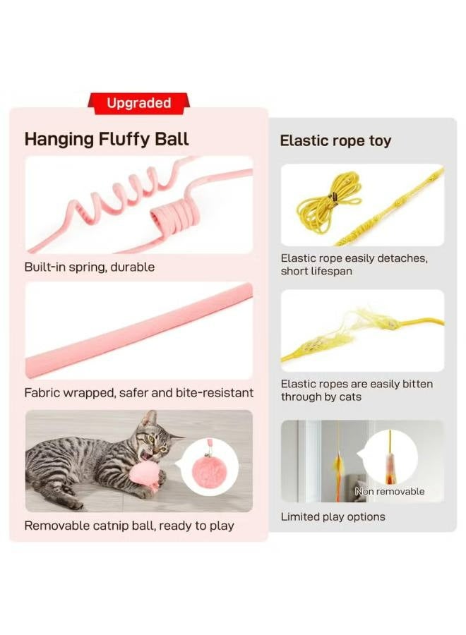 3 Pieces Hanging Fluffy Cat Catnip Ball Toys with Bell, Interactive Cat Teaser Retractable Toys Indoor Kitten Play Chase Exercise Physical Stimulation - Image 4