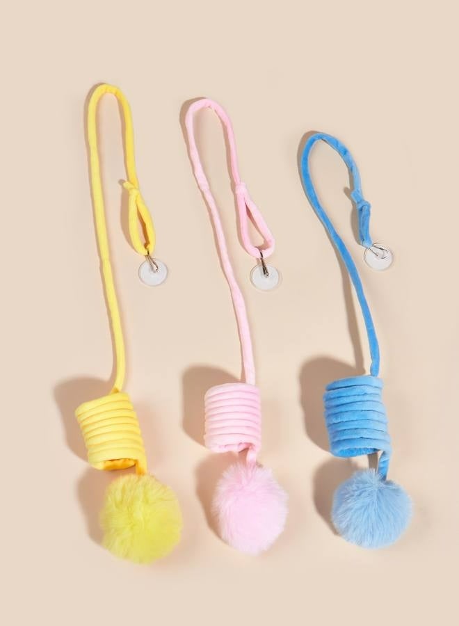 3 Pieces Hanging Fluffy Cat Catnip Ball Toys with Bell, Interactive Cat Teaser Retractable Toys Indoor Kitten Play Chase Exercise Physical Stimulation - Image 5