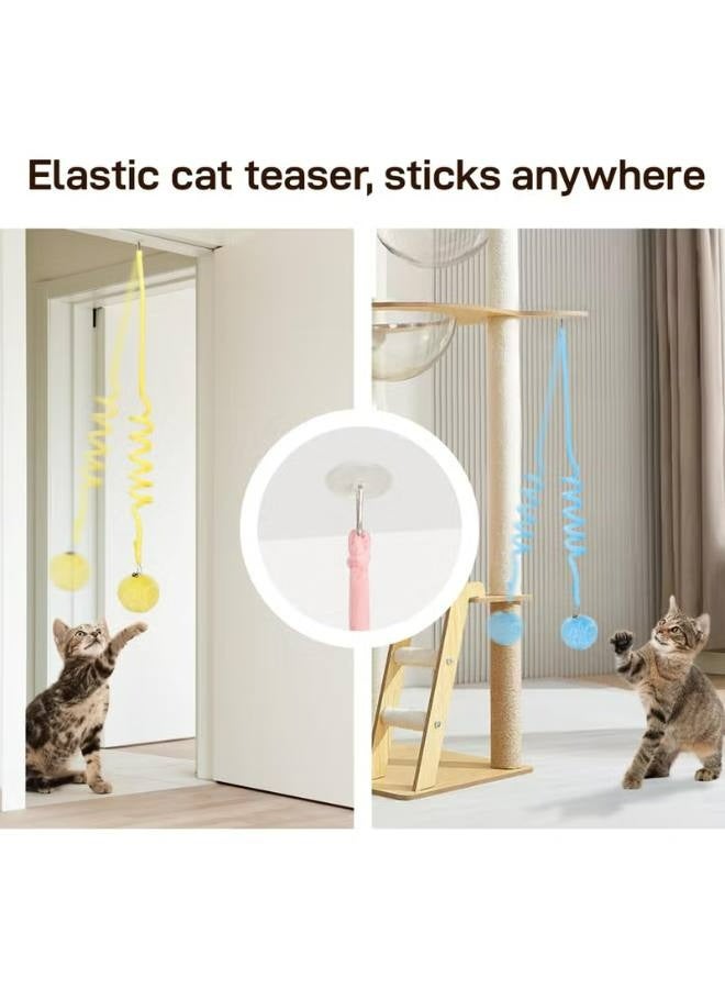 3 Pieces Hanging Fluffy Cat Catnip Ball Toys with Bell, Interactive Cat Teaser Retractable Toys Indoor Kitten Play Chase Exercise Physical Stimulation - Image 3