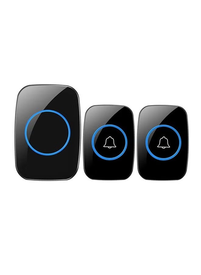 DUKASOU Wireless Doorbell for Home, Hotel, Office, Hotel, Apartment, Waterproof Smart Doorbell with LED flash Black 2 transmitters, 1 receiver - Image 1