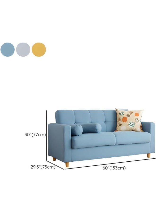 Ripple FURNITURE UAE Homes Modern Cotton Blend Tufted Living Room Sofa, Square Arms, Yellow - Image 2